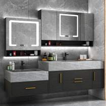 Bathroom cabinet combination Intelligent mirror cabinet Rock plate double basin high and low cabinet Wash table Hand wash basin Custom size