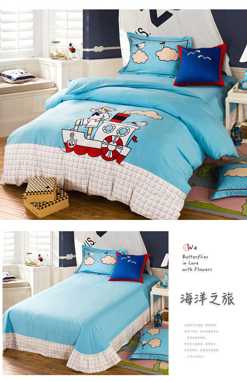 Bắc cực nhung phim hoạt hình trẻ em cotton bốn mảnh cotton giường đơn ký túc xá sinh viên quilt cover sheets bộ đồ giường