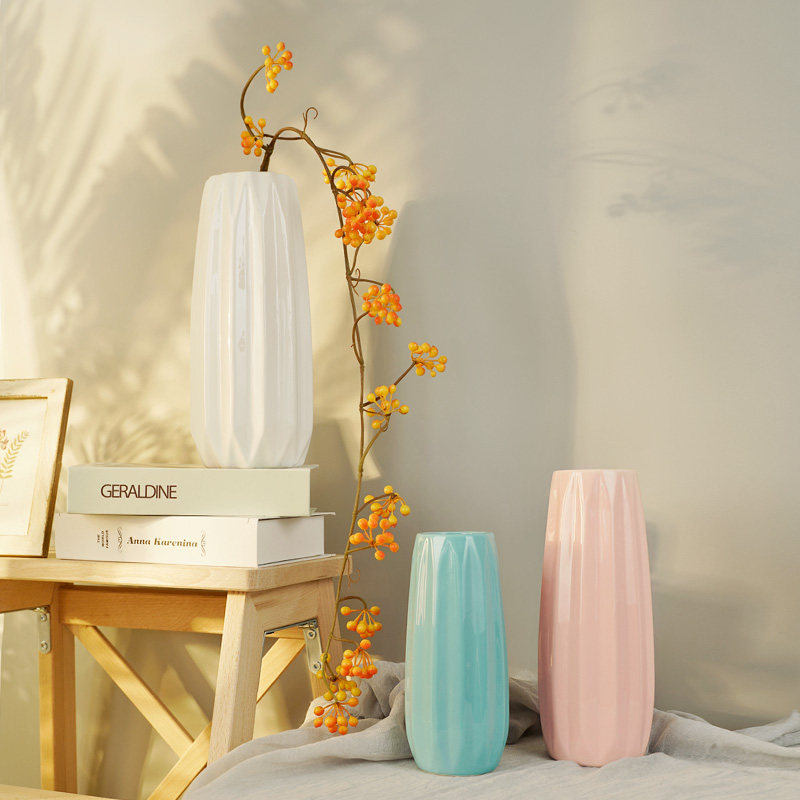 Nordic Ceramic Vases Minimalist Modern Home Adornment Living-room Restaurant Floral Pendulum Pieces Little Frescoed Flower Floral-Taobao