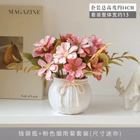 Бутылка для денег + розовая туманная хризантема