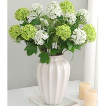 Simulated flower 3-head wooden hydrangea fake flower entrance TV cabinet decorative flower silk flower living room display floor-to-ceiling snowball flower