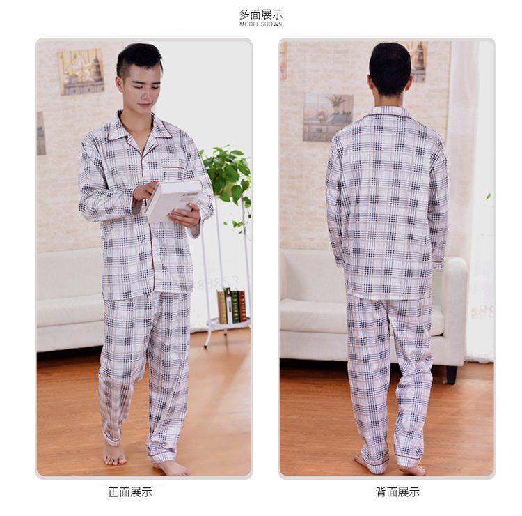 Mùa xuân và mùa thu đồ ngủ nam cotton trong người cao tuổi tay áo phù hợp với mùa hè phần mỏng cotton thanh niên nam mùa thu đồ ngủ nhà dịch vụ