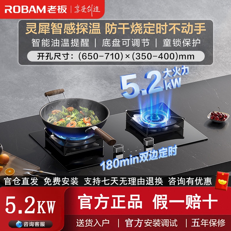 Boss 51B0A Gas Stove with Timer for Home Use, High Power, Strong Fire Stove, Gas Stove 55B7A-D2/58B8N