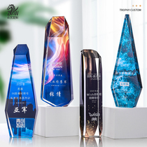 Creative crystal color printing trophy custom custom pattern Free lettering Champion competition Honor award cup souvenir