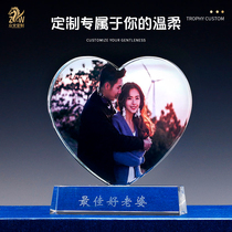 Love crystal color printing trophy Tanabata Festival gift to send boyfriend and girlfriend friends custom wedding souvenirs Valentines Day gifts