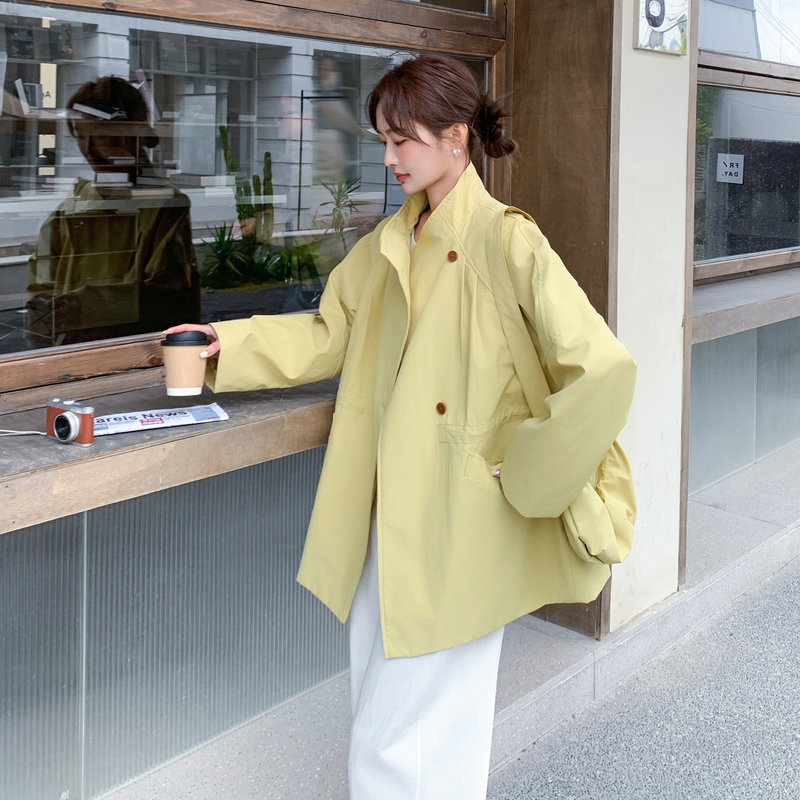 Free Gift: Yellow Stylish Chic Trench Coat for Women, Spring and Autumn 2026 New Model, Sweet and Cool, Age-Reducing, Versatile Coat