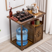 Small tea table solid wood coffee table simple modern tea table multi-functional mobile tea car Black Stone tea table kung fu tea table