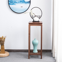 Black walnut wooden stand living room floor rack modern Chinese log flower few indoor pure solid wood flower pot stand