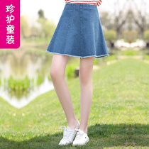 2021 summer dress new female big boy denim skirt foreign girl 12-15 year old girl summer skirt A- line dress