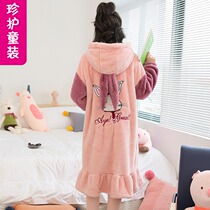 Girls home clothes childrens autumn and winter clothes girls warm children lovely Princess flannel padded pajamas nightdresses