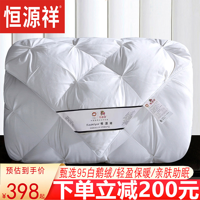 Hengyuan Xiang's duvet quilted by 95 white goose down quilt thickened with warm and warm winter quilt core single double All cotton Spring and autumn quilt by students-Taobao