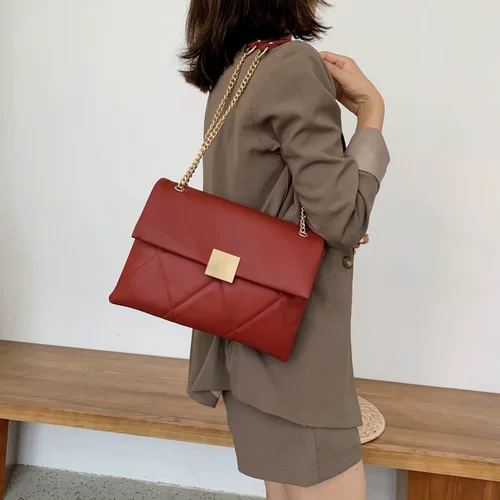 Модная красная цепь для невесты, вместительная и большая сумка через плечо, сумка на одно плечо, коллекция 2023, на цепочке