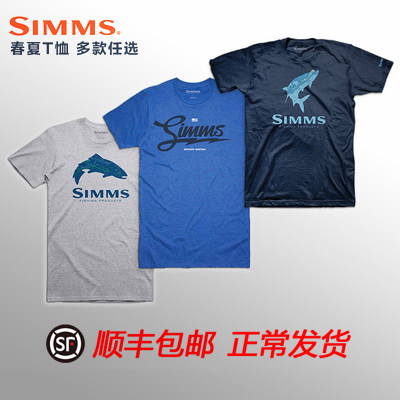 American simms summer round neck T-shirt short-sleeved cultural shirt Luya fishing fly outdoor casual top