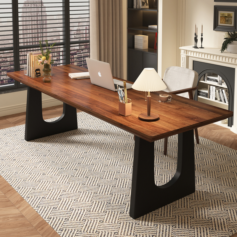 Medieval-Style Solid Wood Living Room Large Desk, Creative Computer Desk, Study Long Workbench, Bedroom Home Office Desk