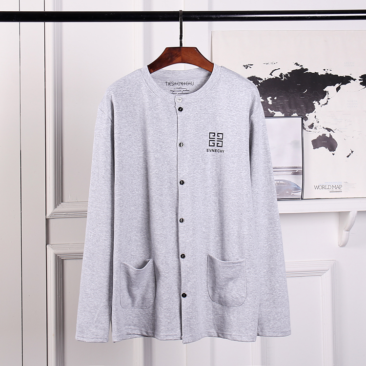 Trung niên và old-fashioned mùa thu quần áo của nam giới khóa bông mảnh duy nhất áo sơ mi đồ lót nhiệt cardigan tuổi cotton áo len nam