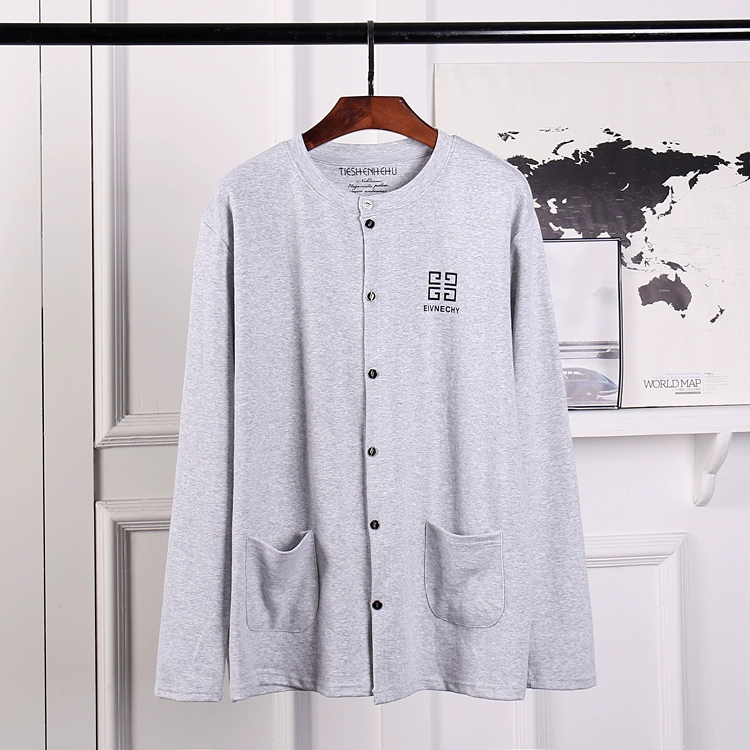 Trung niên và old-fashioned mùa thu quần áo của nam giới khóa bông mảnh duy nhất áo sơ mi đồ lót nhiệt cardigan tuổi cotton áo len nam