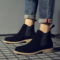 Martin boots mens trendy all-match high-top shoes British style mid-top plus velvet boots mens frosted leather Chelsea boots