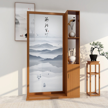  New Chinese style home screen partition wall Living room Dining room entrance cabinet Solid wood office decoration shelf Bogu rack