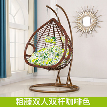 Single double Sling Blue rattan chair wrought iron birds nest hanging chair indoor hammock home balcony rocking chair swing rocking basket chair lazy