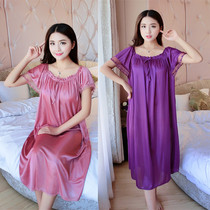 Large size nightgown female fat mm200 kg summer fattening increase Korean loose sexy Ice Silk fat sister Summer
