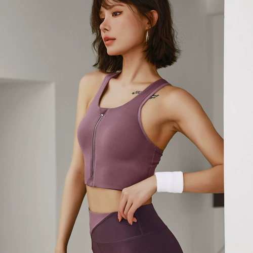 Высокопрочная противоударная спортивный бюстгальтер, длинная цепочка с молнией, майка топ, одежда для йоги, для бега