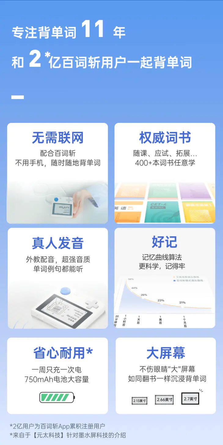 Переводная ручка 百词斩口袋英语单词机便携式真人外教发音记单词卡小初高学习机 Hundred Word chop