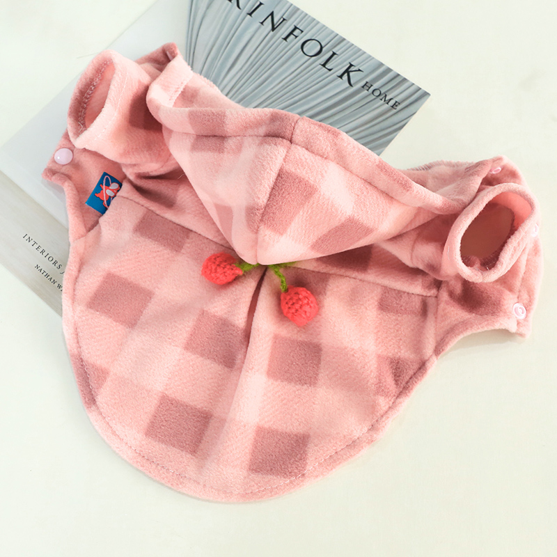 Quần áo cho chó Teddy gấu Xiong Bomei cún xuân mới kẻ sọc màu hồng anh đào áo khoác thú cưng - Quần áo & phụ kiện thú cưng quần áo chó
