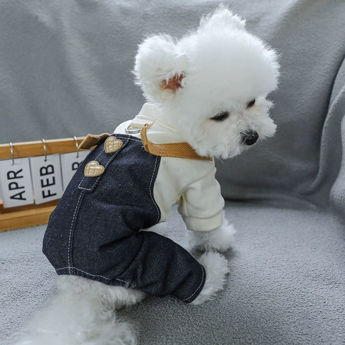 Собачья одежда Бишон Померанская маленькая собачья весна и осенняя красивая джинсовая комбинезон повседневная четвероногий одежда удобно