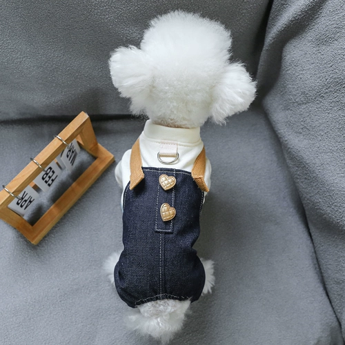 Собачья одежда Бишон Померанская маленькая собачья весна и осенняя красивая джинсовая комбинезон повседневная четвероногий одежда удобно