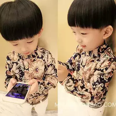 Children's clothing boys ' shirts long-sleeved 2020 spring new baby shirts children's cotton floral tops British tide