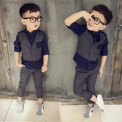 2019 autumn and winter boys suit suit Children's new children's medium and large children's casual small suit baby dress plus velvet