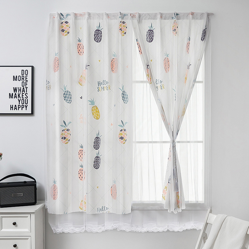 Self-adhesive curtains free of punch mounting with magic stick adhesive style Easy shade bedroom floating window rental house ins wind