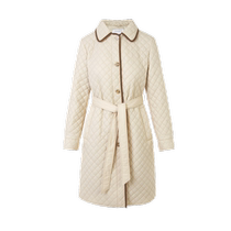 Langzi winter new style temperament small lapel mid-length waist light thin high-end cotton jacket womens shopping mall same style