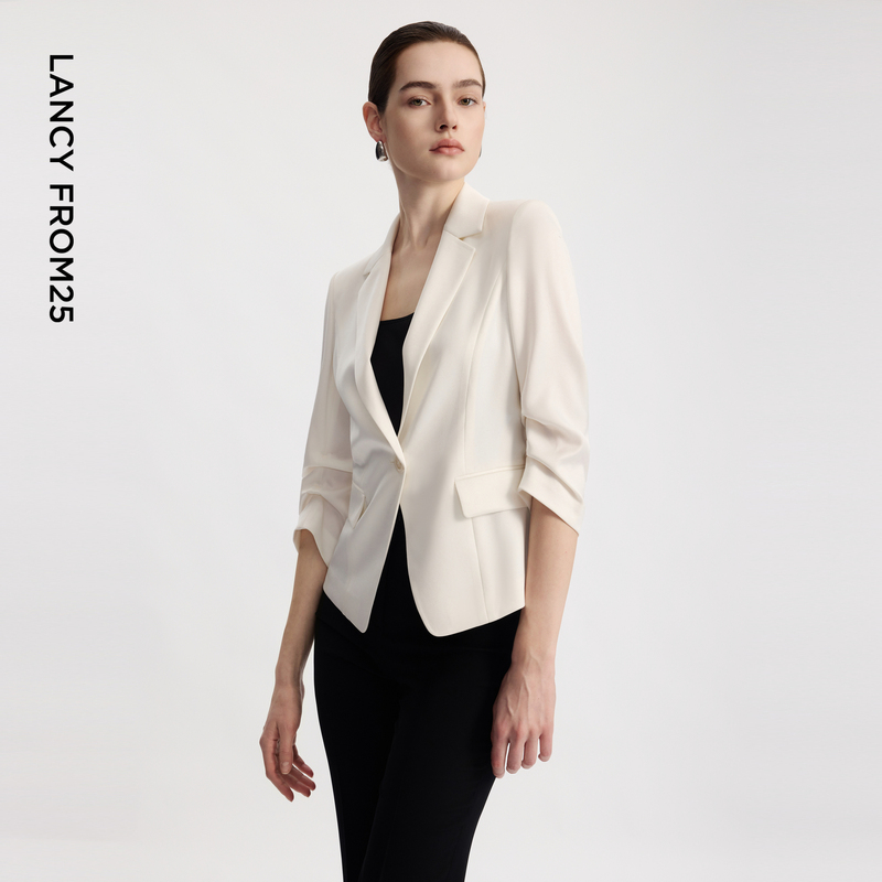 【Lawyer Series】Langzi 25 Acetate French Design Suit Jacket Design-Sense Blazer for Women Summer New Style