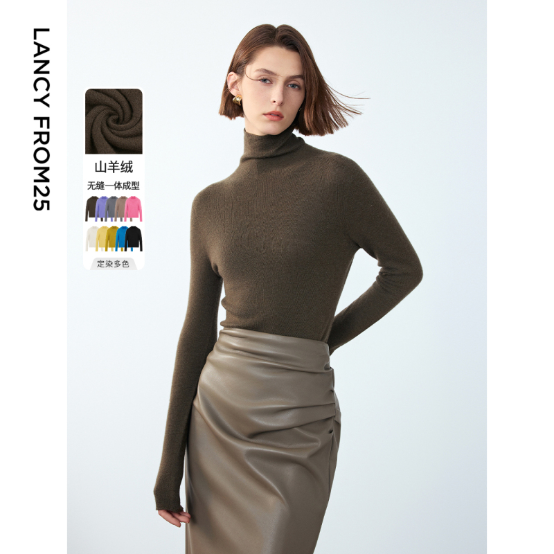 Langzi Pure Cashmere Sweater, Elegant Black Top, 2024 Winter New Style, High-End Feel, New Year White Wool Knitwear