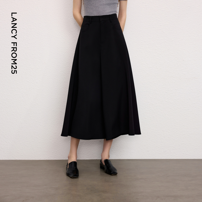 Langzi 25 High-Waisted A-Line Draped Black Skirt Versatile High-End Commuter Long Skirt 2026 Winter New Model Langzi 25 High-Waisted A-Line Draped Black Skirt Versatile High-End Commuter Long Skirt 2026 Winter New Model