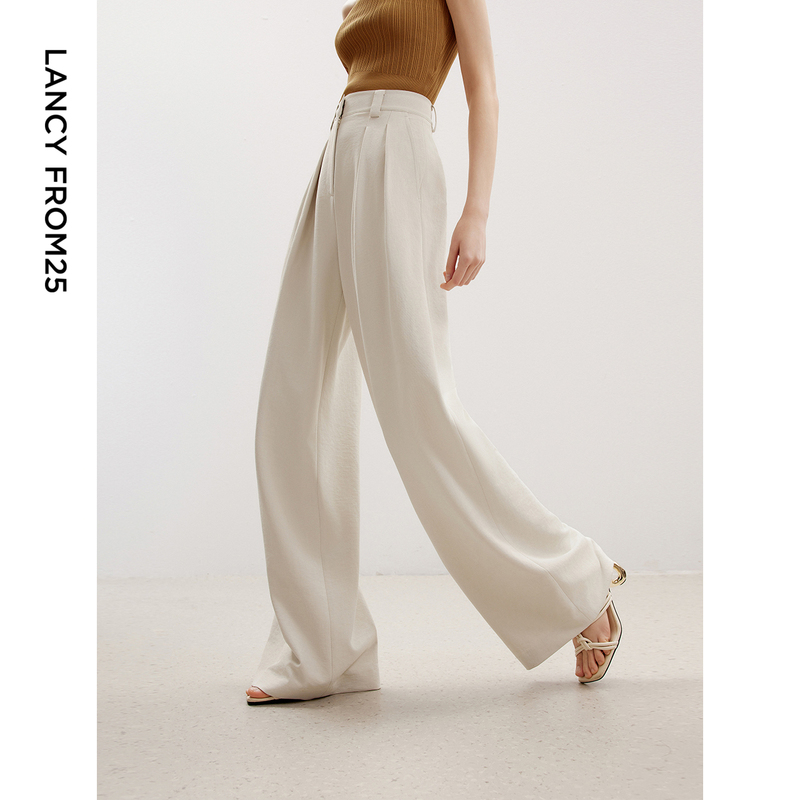 Langzi 25 High-End Straight-Leg Wide-Leg Pants for Petite Women, Elegant Commuter Style, New Spring/Summer Professional Suit Pants, Long Pants for Women
