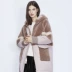 Longzi lông phụ nữ mùa thu và mùa đông mới thiết kế tương phản len khâu xuống áo khoác áo khoác - Faux Fur Faux Fur