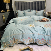 European luxury luxury high-end embroidery 100 long-staple cotton cotton cotton bed four-piece cotton quilt cover sheets light luxury style