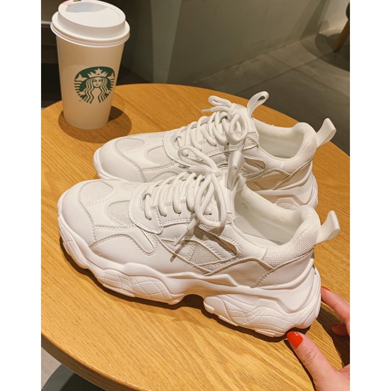 Old Daddy Shoes Women Ins Tide White Net Red Thick Bottom Students 100 Hitch Small White Shoes Heightening Casual Net Face Sneakers Women