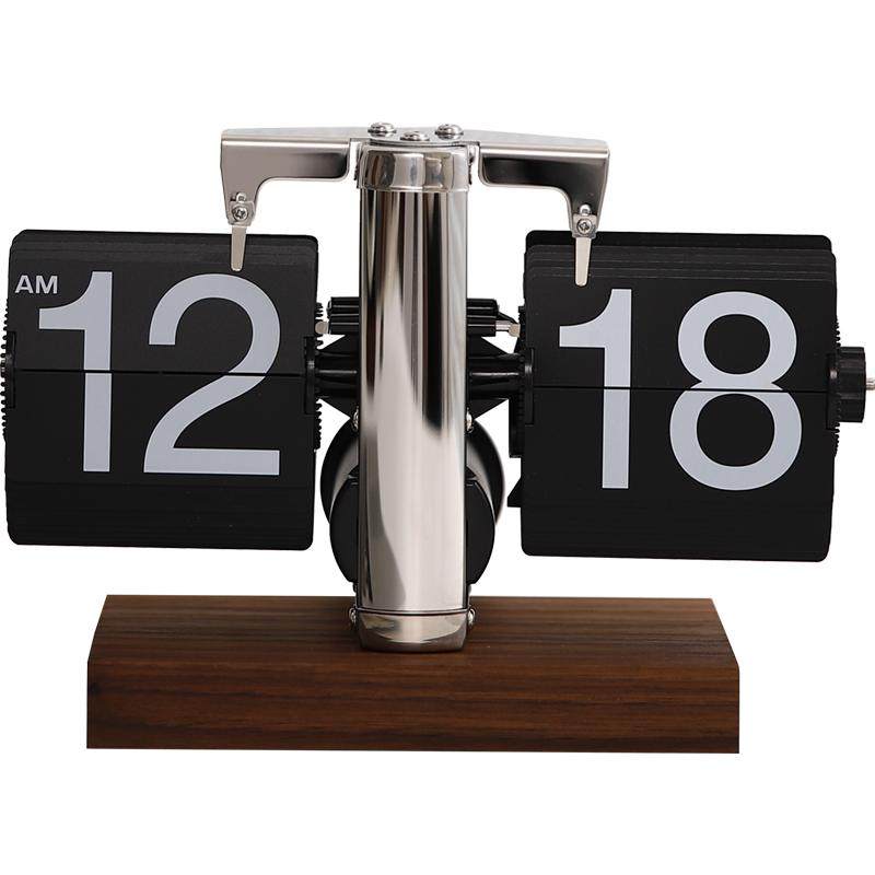 Light Luxury Automatic Page-Turning Clock Desktop Ornament Retro Mechanical Clock Tabletop Digital Clock Creative Living Room Decoration
