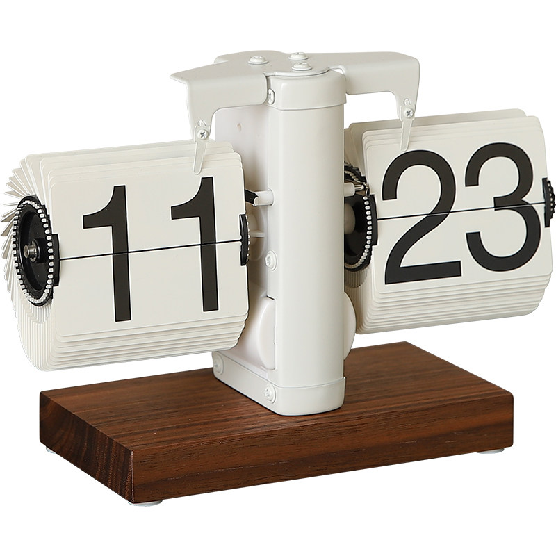 Retro Mechanical Automatic Page-Turning Clock Desktop Ornament Table Clock Living Room Tv Cabinet Accessible Luxury Decoration