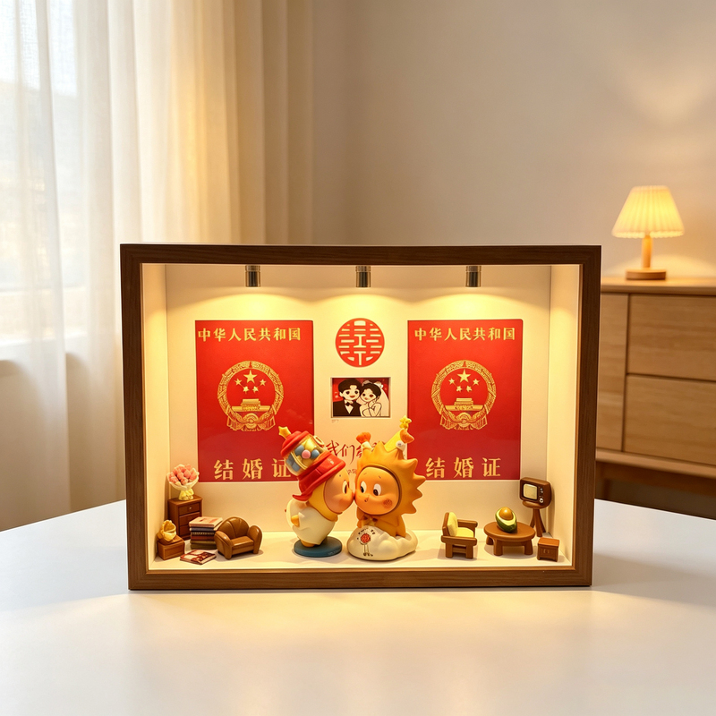 Star People Heartbeat Blind Box Family of Three Display Box Wedding Registration Photo Display Stand Qixi Valentine's Day Gift Star People Heartbeat Blind Box Family of Three Display Box Wedding Registration Photo Display Stand Qixi Valentine's Day Gift