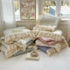 Korean-style cotton double-layer yarn bed cover new floral pure cotton three-piece set four seasons universal thickened cotton anti-slip sheet