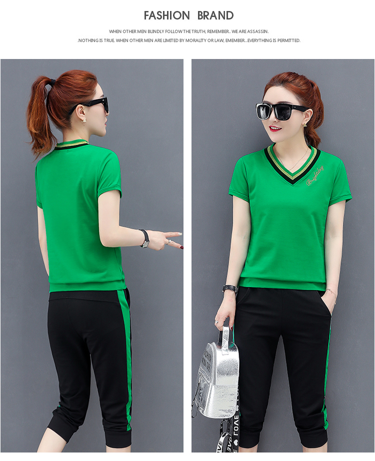 VK旗艦店 韓系休閒運動字母時尚套裝短袖褲裝