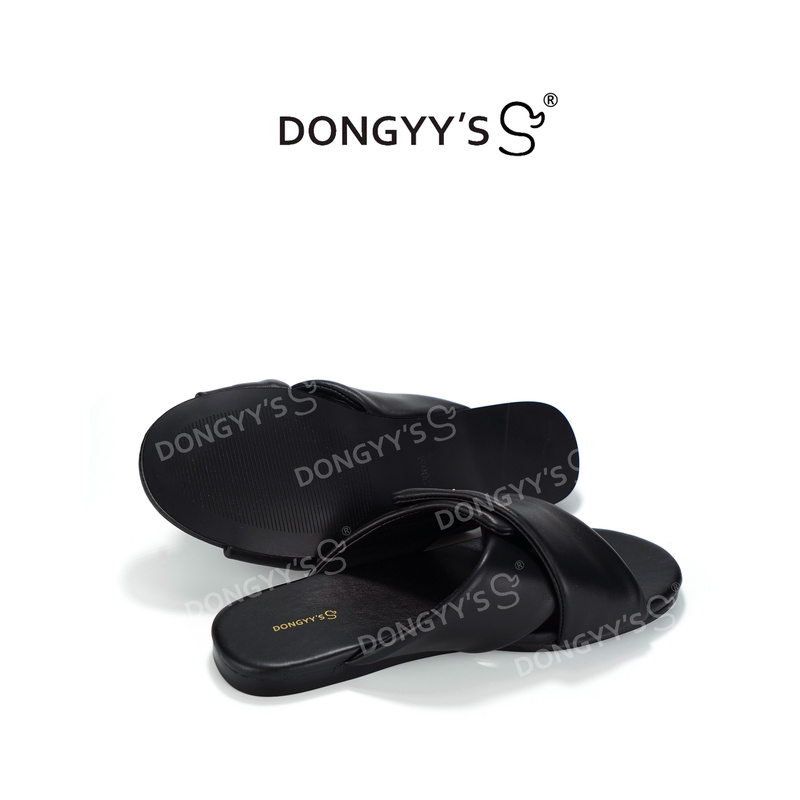 2026 New Model 618 Special Price Black Sheepskin Cross-Strap Casual Minimalist Ins Style Slippers