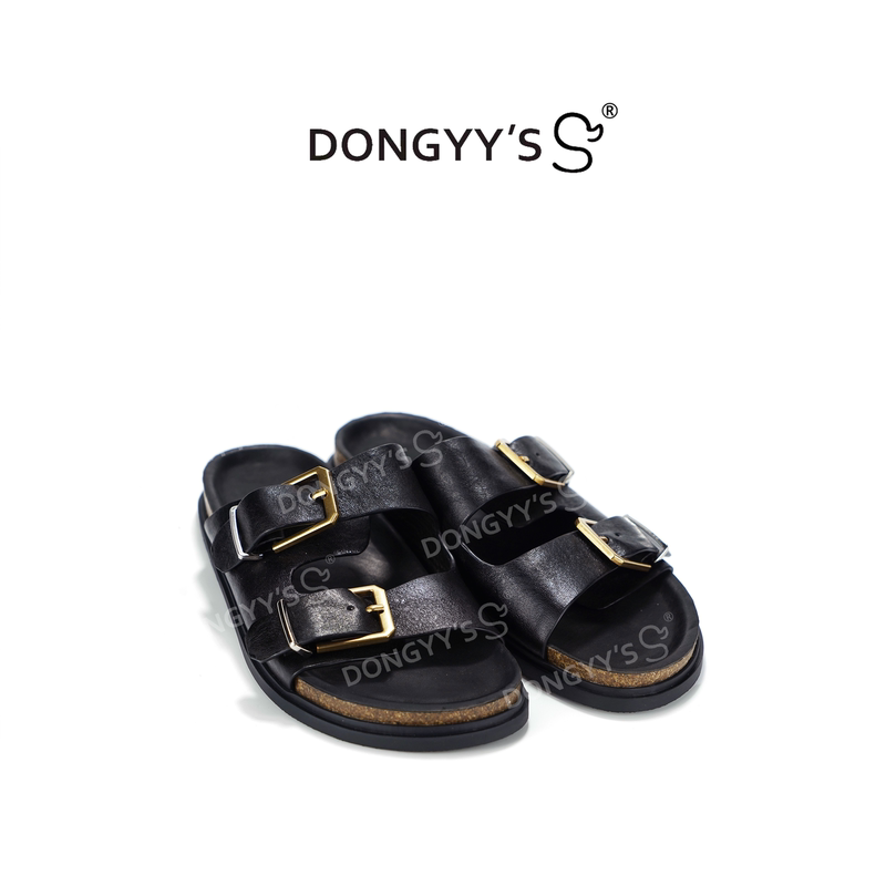 2026 New Model 618 Special Price Retro Horse Leather Double Buckle Contrasting Color Design Minimalist Birkenstock Slippers