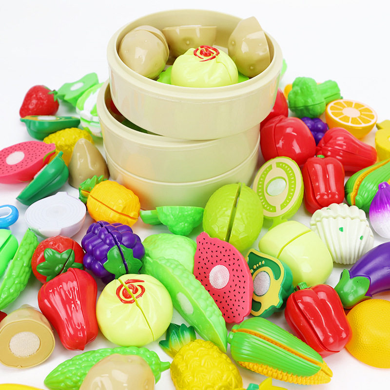 Foreign Trade Child Cut Fruit Toys Family Kitchen Combined Vegetables Baby Boy Girl Cheery Bag Chen