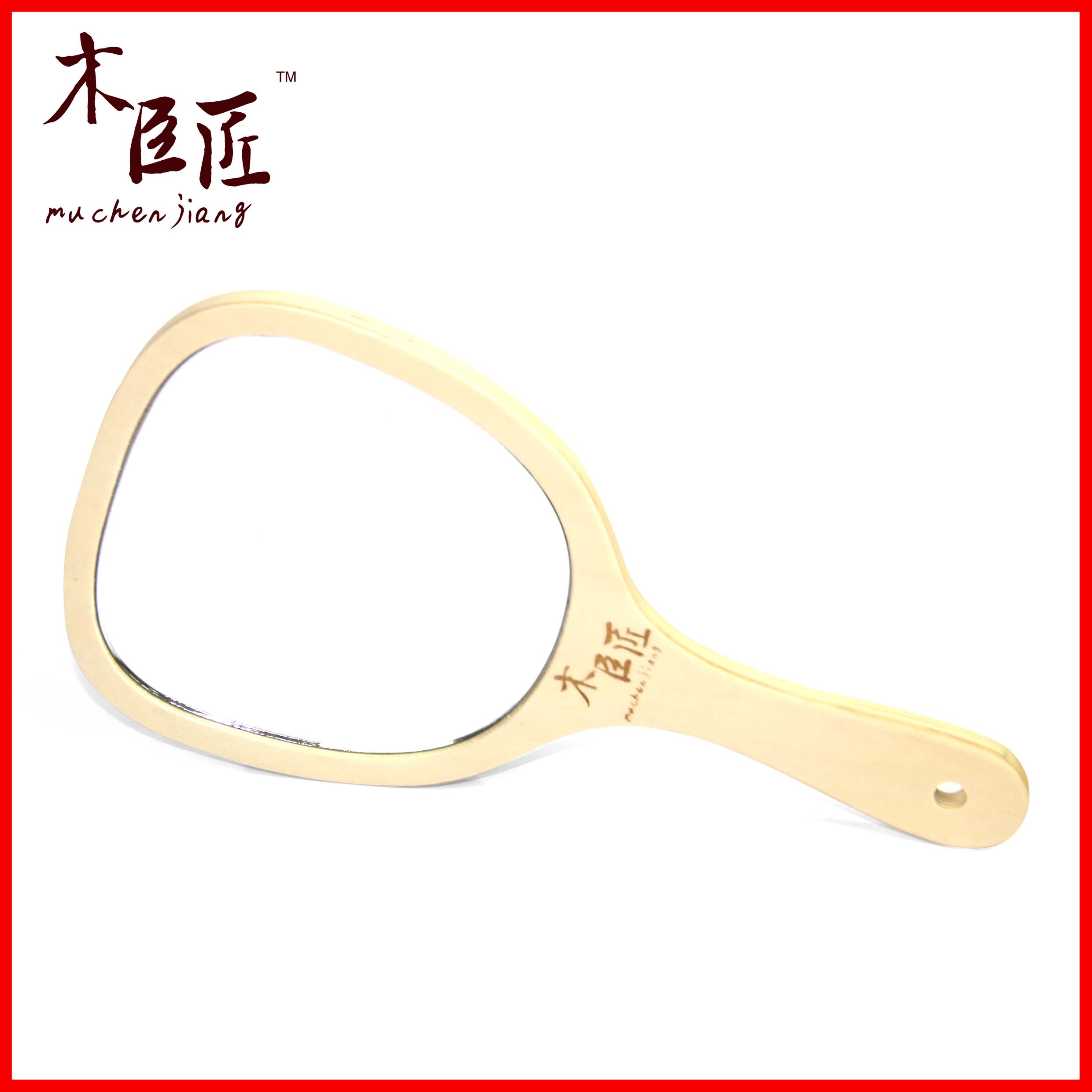 Wood Chen Artisan Beauty Oral Special Makeup Handle Mirror Handmade Big retro wood easy and convenient make-up mirror