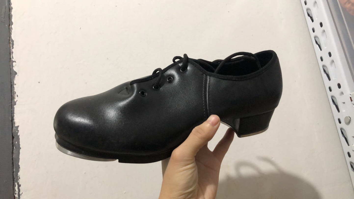 Orphan tap dancing shoes black cowhide dance laces with leather sole men plus size brand trading dance shoes